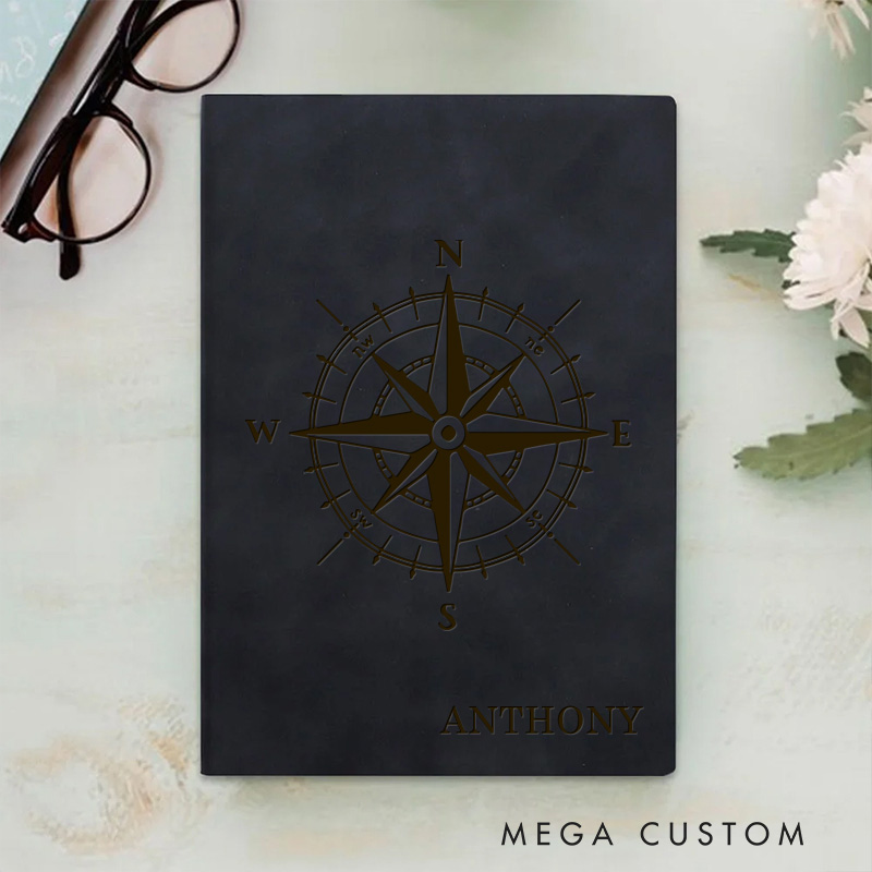 Personalized Compass Prayer Journal Leather A5 Notebook with Name Leather Priest Religious Journal Priest Gift for Catholic Christian Gifts Men Women