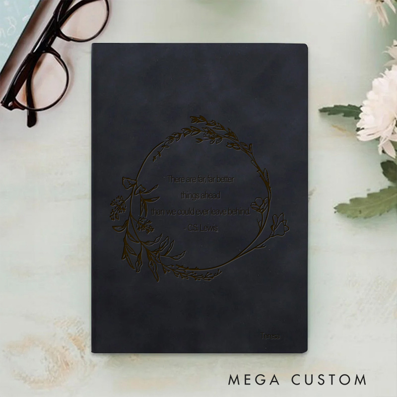 Personalized CS Lewis Quote with Floral Wreath Prayer Journal Leather A5 Notebook with Name Religious Bible Journal Christian Gift Woman Gift Ideas