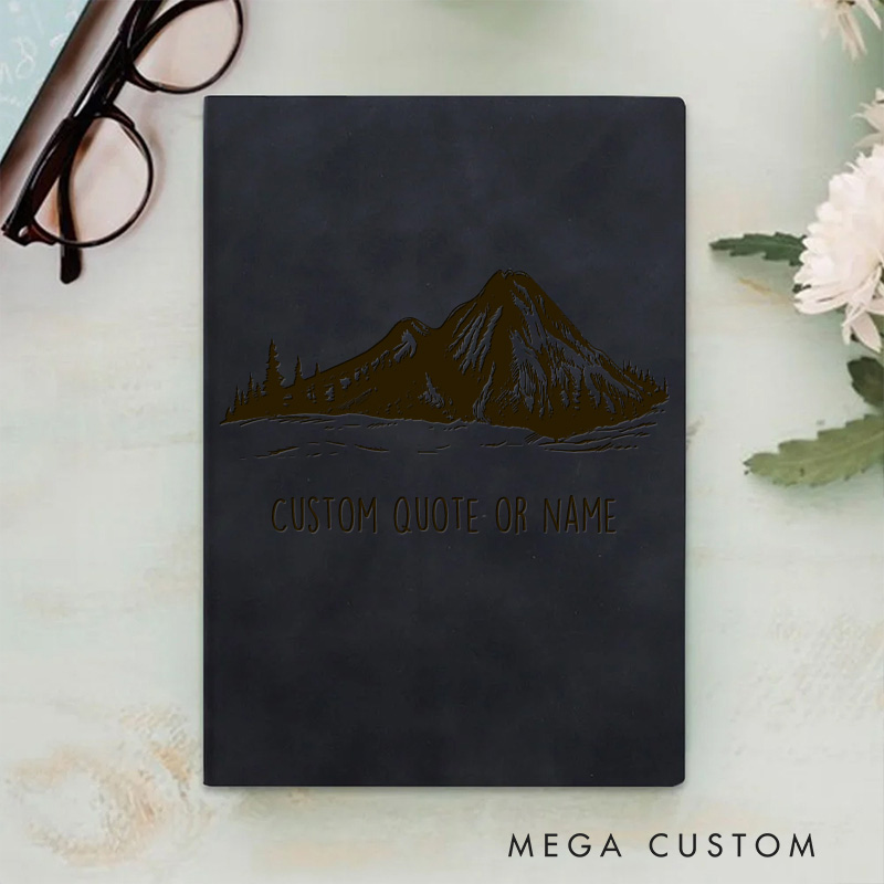 Personalized Mountain Bible Verse Journal Leather A5 Notebook with Name Religious Christian Quote Gift for Men Women Back to School Gift Church Gift