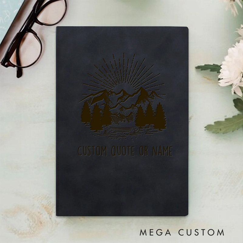 Personalized Mountain and Sunrise Bible Verse Journal Leather A5 Notebook with Name Religious Christian Quote Gift Back to School Gift Church Gift