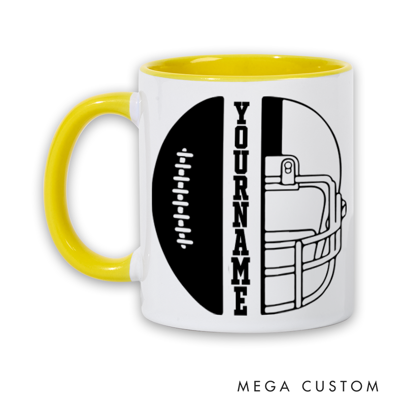 Personalized Football Mug with Custom Name and Helmet Design