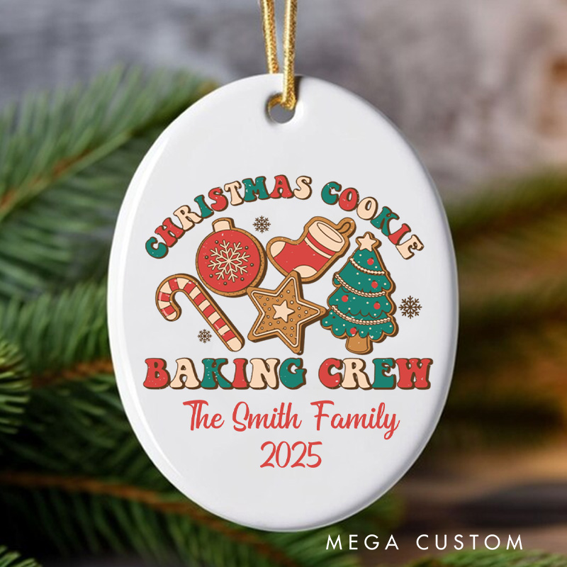 Personalized Cookie Baking Crew Christmas Ornament Ceramic Ornament with Name Xmas Tree Ornament Baker 2025 Christmas Gift Baking Lover Gift