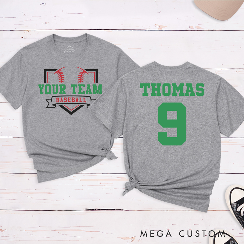 Personalized Team Name Baseball Home Plate Design T-Shirt