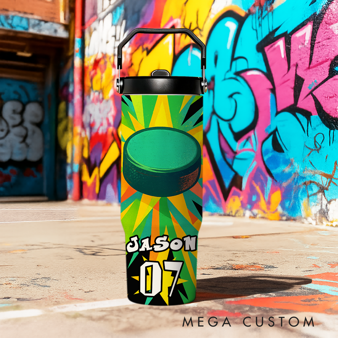 Personalized 30oz Sports Travel Mug, Customizable with Sport Type, Name, and Number, Making It The Perfect Gift for Athletes and Fans.