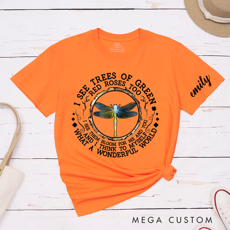 Personalized Classic T-Shirts Wonderful World Nature Enthusiast Dragonfly T-Shirt