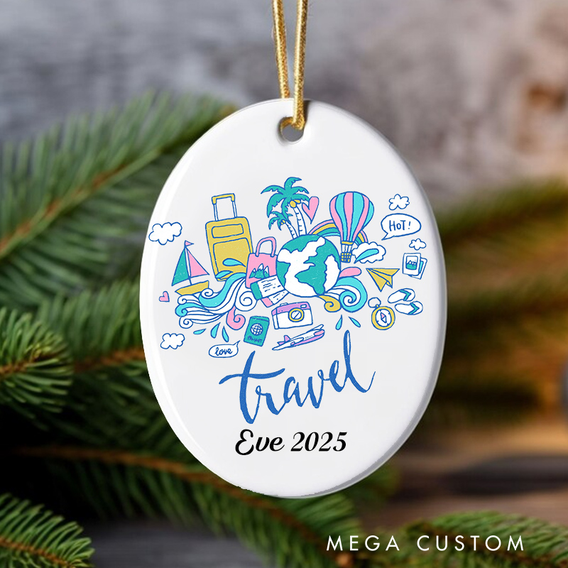 Personalized Travel Christmas Ornament Gift for Traveling Lovers Christmas Decoration Gift for Travel Lovers