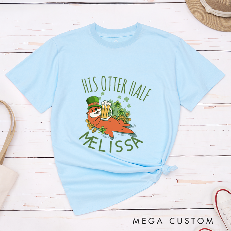 Personalized St. Patrick's Day Funny Otter Couple Matching Classic T-Shirt 
