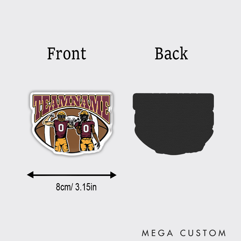 Personalized American Football 2 Player Magnets with Custom Team Name and Players Number