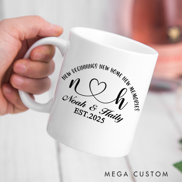 Personalized Mug Custom 11oz Coffee Mug 15oz Coffee Cup New Home New Beginning New Memories Wedding Gift Housewarming Gift New Home Gift for Couple