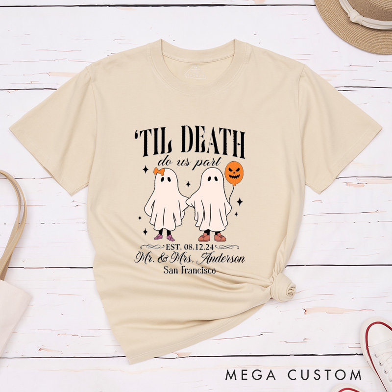 Personalized Couple Till Death Matching Halloween T-Shirt Ghost Halloween Couple Shirt