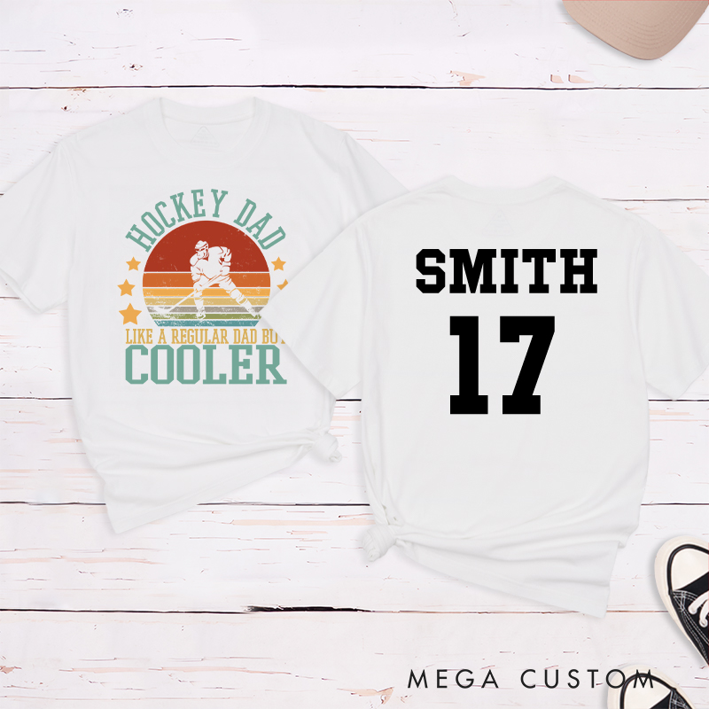 Personalized "Hockey Dad" Retro T-Shirt with Custom Name and Number