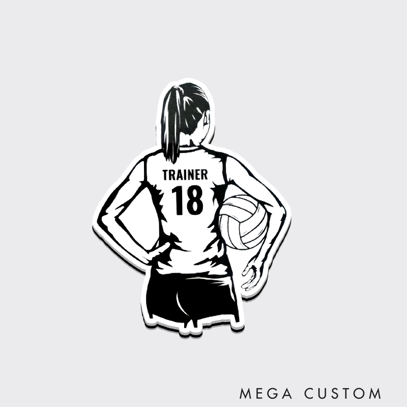Personalized Volleyball Player Decal Fridge Magnets with Custom Player Name and Number on the back