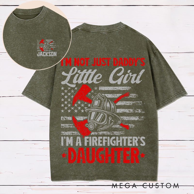 Personalized Firefighter Washed T-Shirt Firefighter's Daughter Gift for Firefighters Daughter