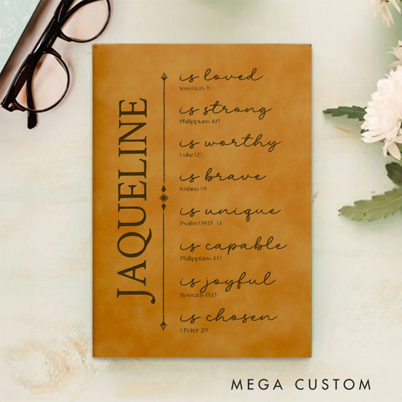 Personalized Bible Verse Prayer Journal Leather A5 Notebook with Name for Women Christian Gift Religious Gift Affirmations Gift Confirmation Gift