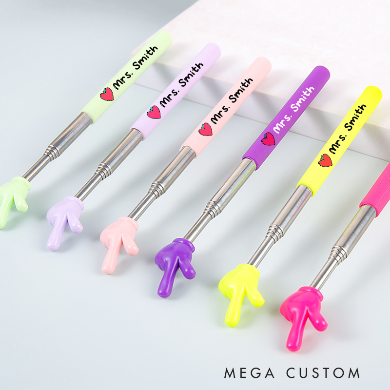 Personalized Teacher Retractable Finger Reading Stick Custom Teacher Name Funny Teaching Aids Gift