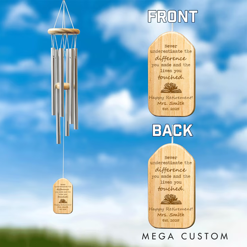 Personalized Wind Chimes for Teacher Retired Teacher Appreciation Gift