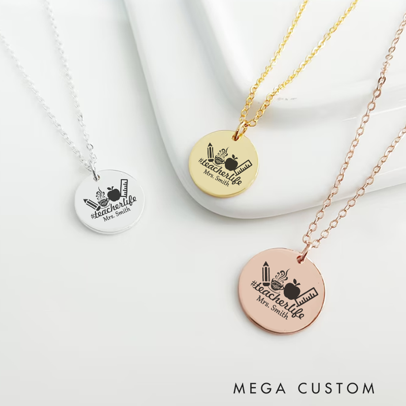 Personalized Teacher Engraved Necklace Teacher Life Design Necklace Thank You Gift for Teachers