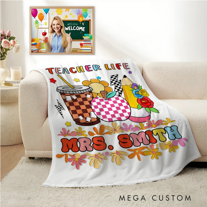 Personalized Teacher Blanket Teacher Life Design Teacher Blanket Gift for Teacher