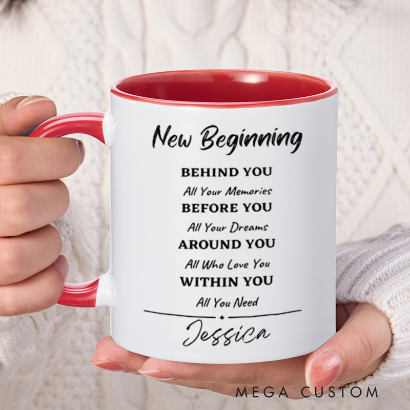 Personalized Farewell Mug with New BeginningDesign Heartfelt Gift for Departing Colleague and Retiring Colleague