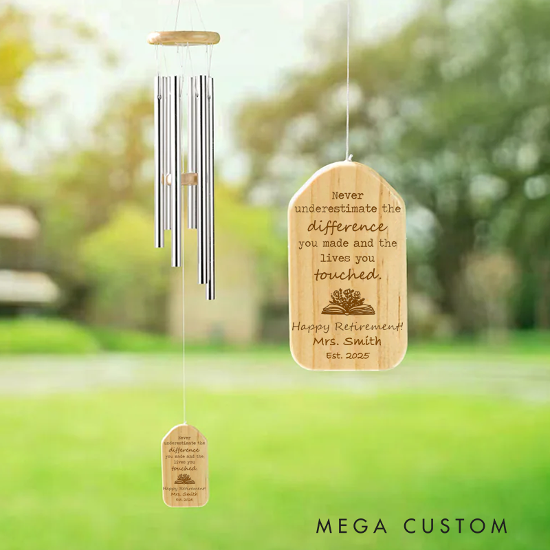 Personalized Wind Chimes for Teacher Retired Teacher Appreciation Gift