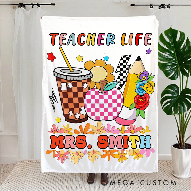 Personalized Teacher Blanket Teacher Life Design Teacher Blanket Gift for Teacher