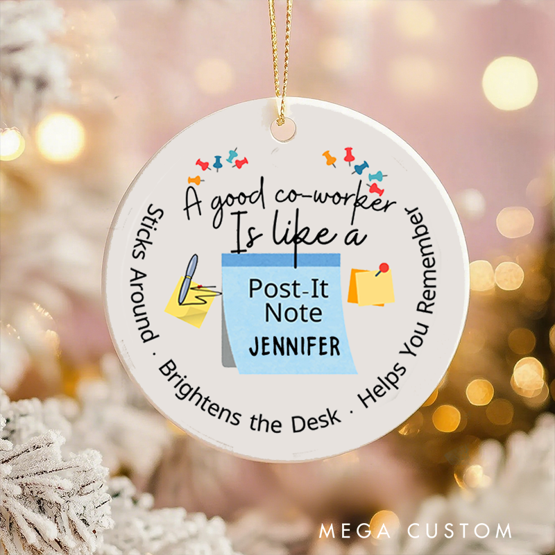 Personalized  Christmas Ornament with a Good Coworker Is Like a Post Note Design Gift for Coworkers