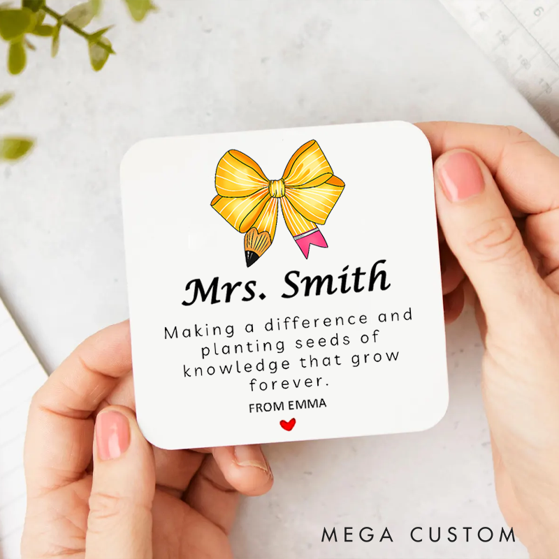 Personalized Coasters for Teachers Making a Difference and Planting Seeds of Knowledge Appreciation Gift for Teachers