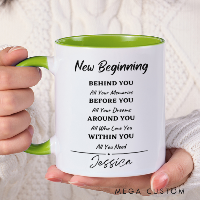 Personalized Farewell Mug with New BeginningDesign Heartfelt Gift for Departing Colleague and Retiring Colleague