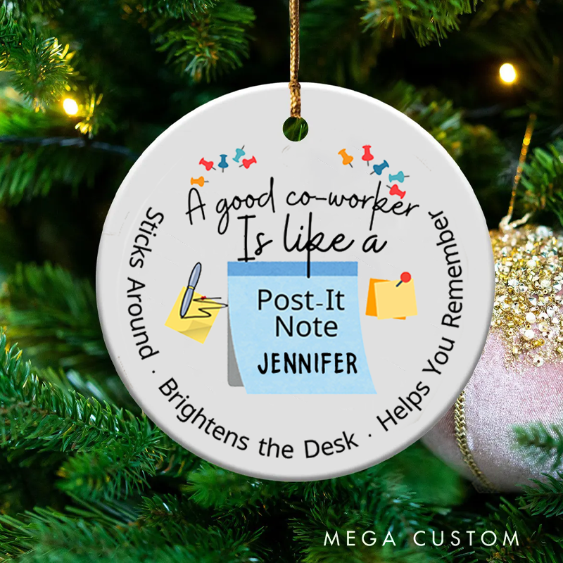 Personalized  Christmas Ornament with a Good Coworker Is Like a Post Note Design Gift for Coworkers