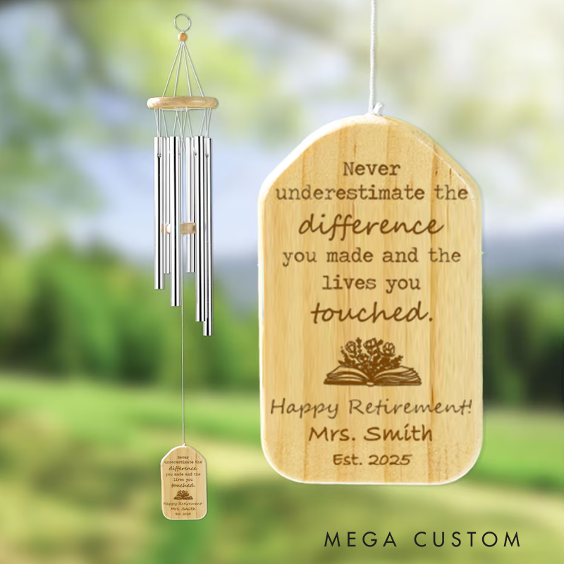 Personalized Wind Chimes for Teacher Retired Teacher Appreciation Gift