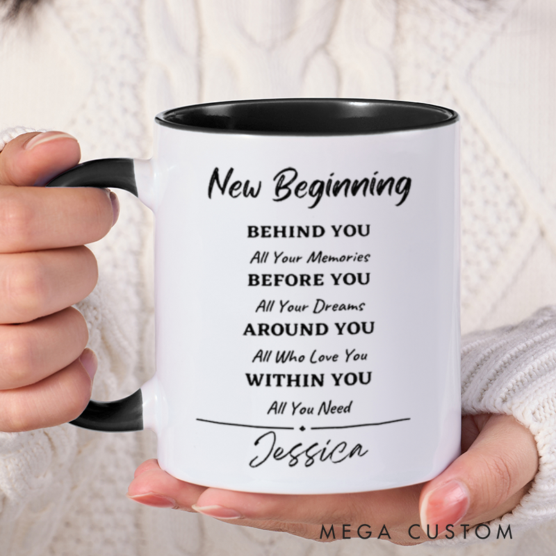 Personalized Farewell Mug with New BeginningDesign Heartfelt Gift for Departing Colleague and Retiring Colleague