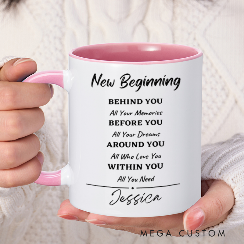 Personalized Farewell Mug with New BeginningDesign Heartfelt Gift for Departing Colleague and Retiring Colleague