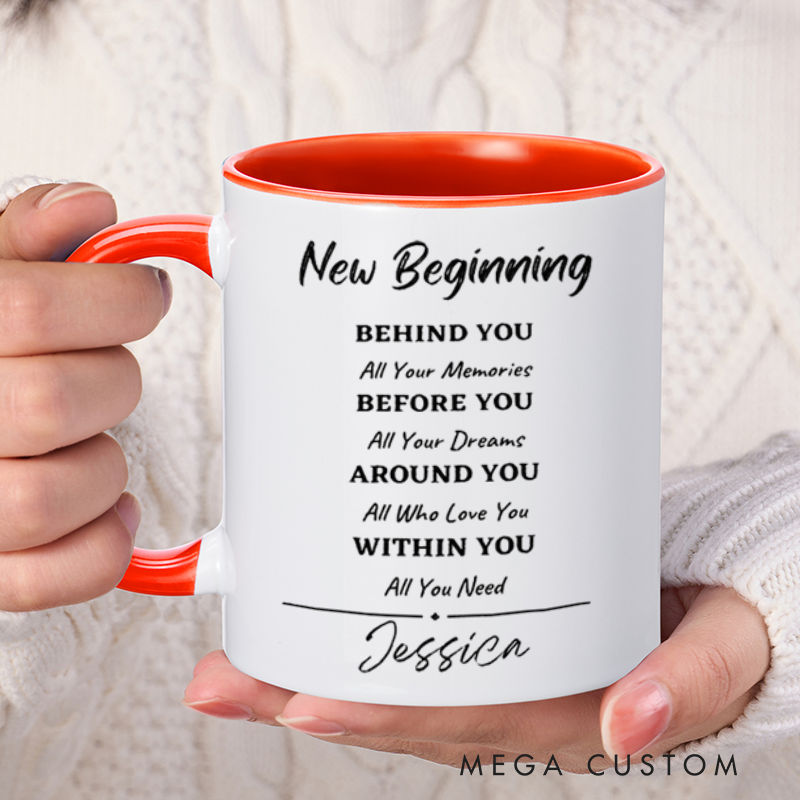 Personalized Farewell Mug with New BeginningDesign Heartfelt Gift for Departing Colleague and Retiring Colleague