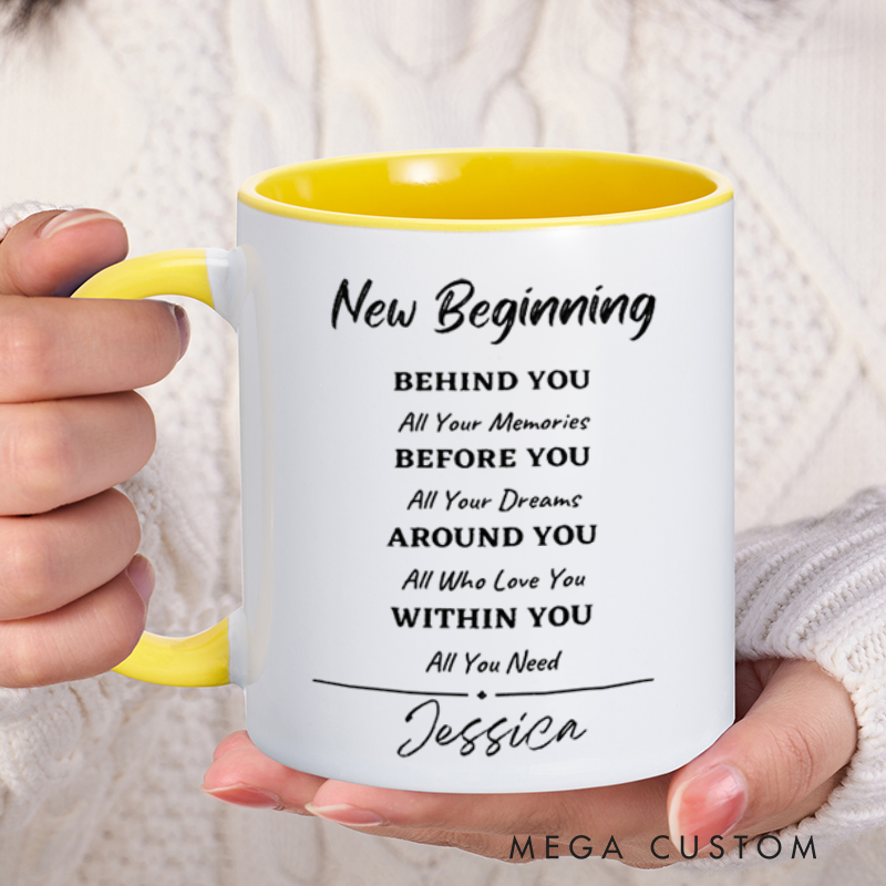 Personalized Farewell Mug with New BeginningDesign Heartfelt Gift for Departing Colleague and Retiring Colleague