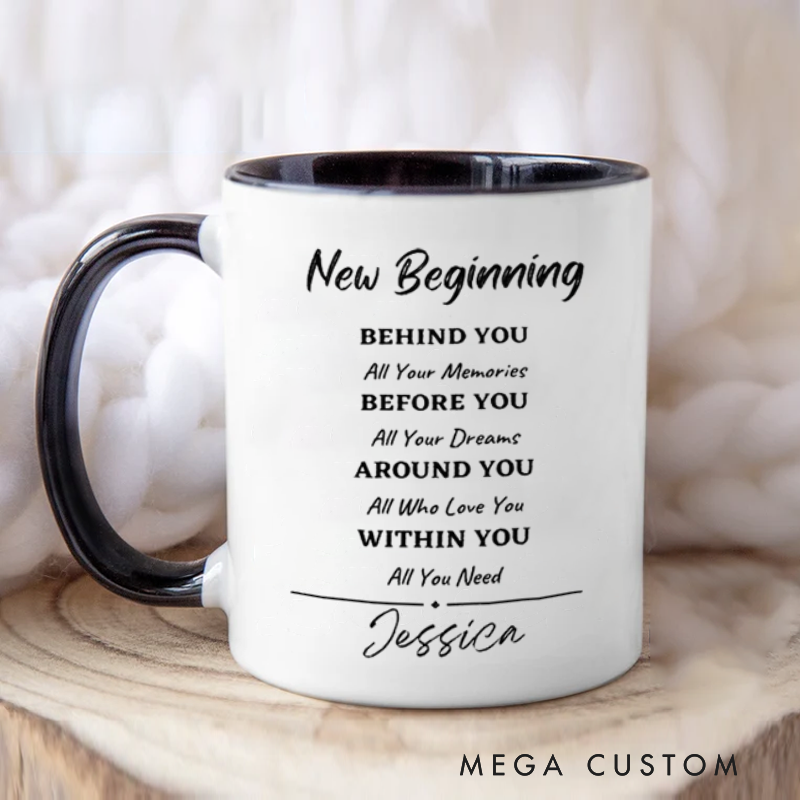 Personalized Farewell Mug with New BeginningDesign Heartfelt Gift for Departing Colleague and Retiring Colleague