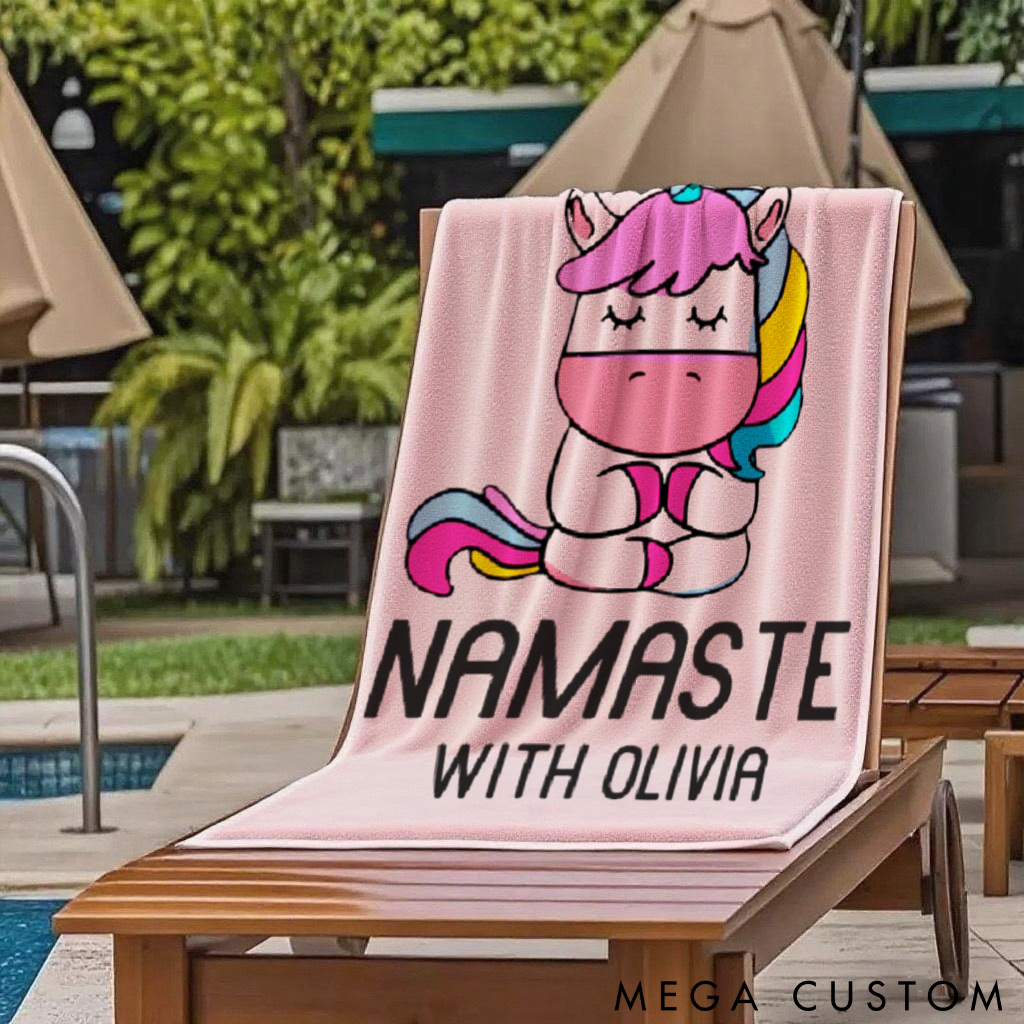 Personalized Unicorn Yoga Beach Towel Yoga Towel Perfect for Beach, Yoga, Swimming, and Hiking Adventures