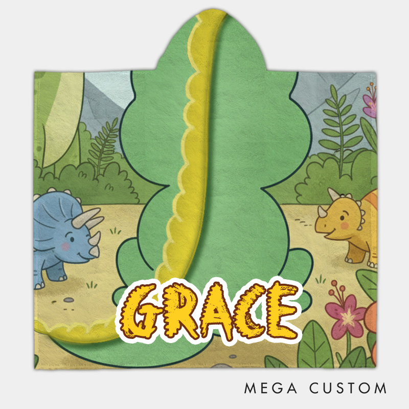 Personalized Imaginative Fantasy Theme Hooded Blanket Custom Name Practical Fun Gift for Kids Indoor Outdoor