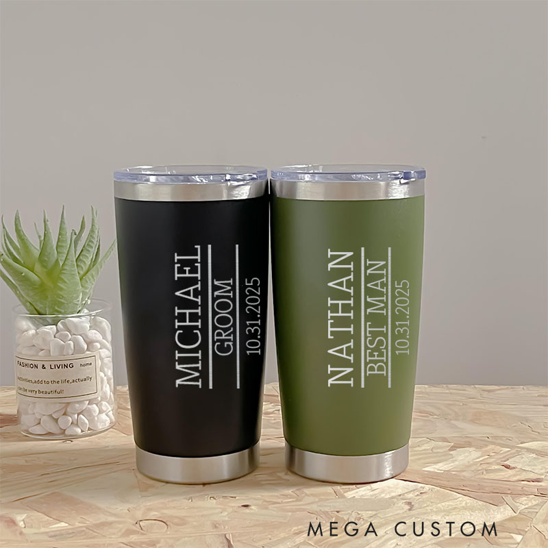 Personalized Groomsman Proposal Gift Tumbler Best Man Gift Insulated 20oz Tumblers for Groomsmen Bachelor Party Favor Water Bottle