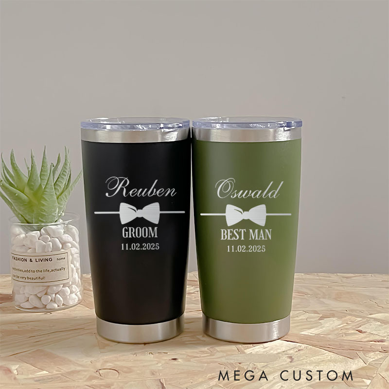 Personalized 20oz Best Man Tumbler Groomsman Proposal Tumbler Men’s 20oz Insulated Tumbler Bachelor Party Favors Gift