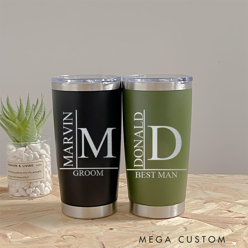 Personalized Groomsman Gift Tumbler 20oz Insulated Tumbler for Best Man Groom Gift Wedding Favors Tumbler Bachelor Party Gift Tumbler 
