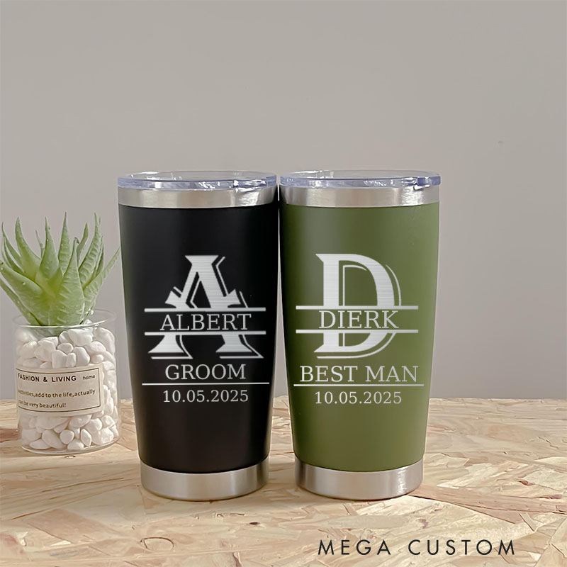 Personalized Insulated Wedding Tumbler Groomsman Gift Tumbler 20oz Tumbler for Groomsmen Best Man Gift Groom Gift Wedding Party Favor 