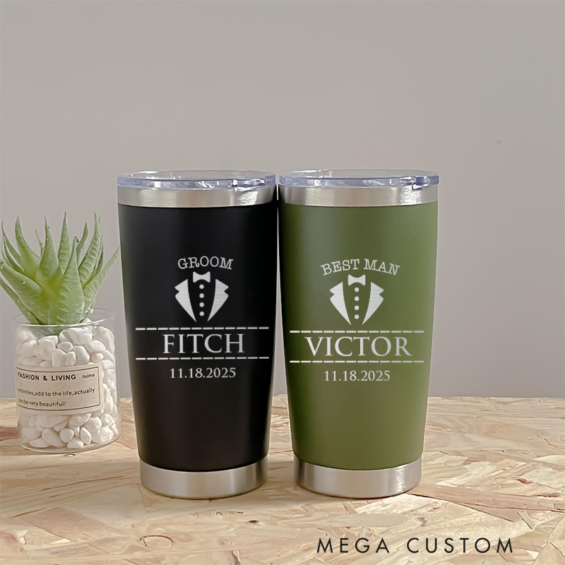 Personalized Groomsman Insulated Tumbler 20oz Tumbler for Groomsmen Bachelor Party Favor Tumbler Best Man Gift Water Bottle Groom Gift