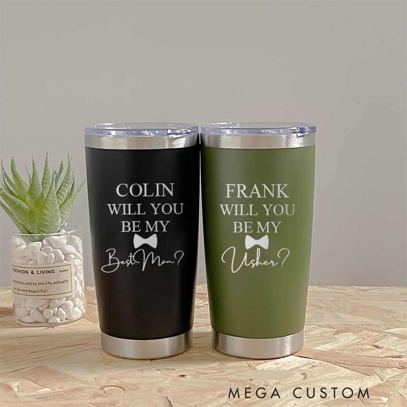 Personalized Groomsman Proposal Tumbler 20oz Insulated Tumbler for Groomsmen Bachelor Party Favors Tumbler Best Man Gift