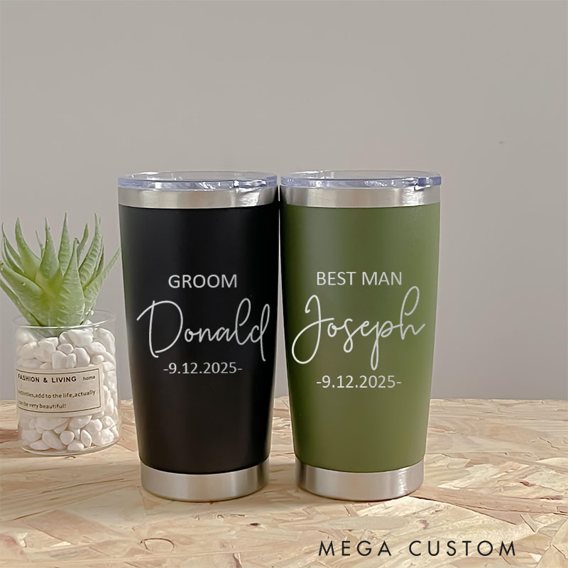 Personalized Groomsman Gift Tumbler 20oz Insulated Tumbler for Groomsmen Wedding Party Favor Tumbler Best Man Gift Groom Bachelor Party Tumbler