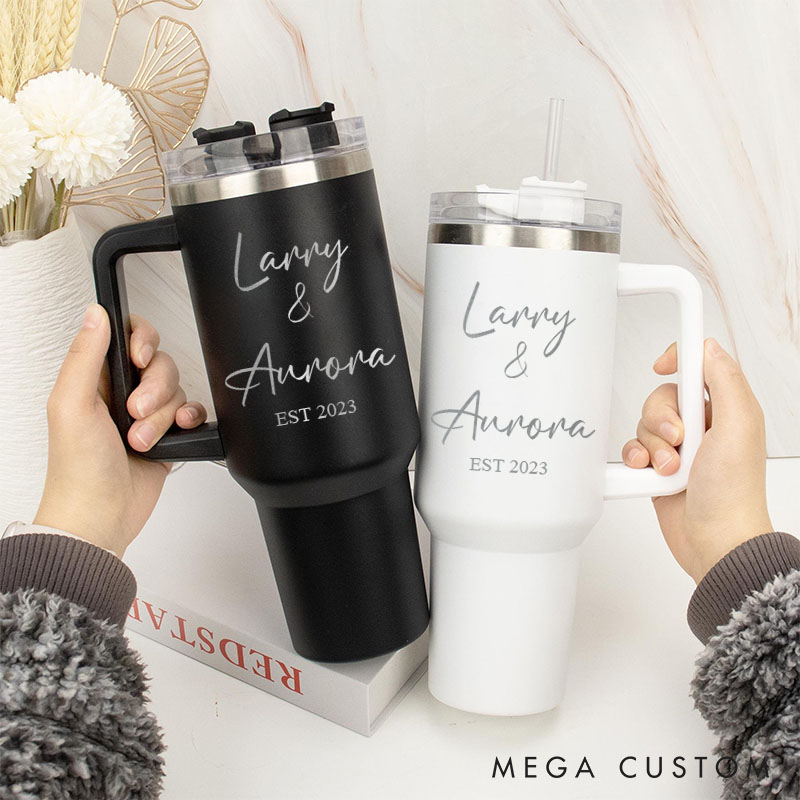 Personalized Mr. and Mrs. 40oz Anniversary Tumbler Couple Travel Mug Anniversary Gift for Husband and Wife Couple Anniversary Gift Tumbler