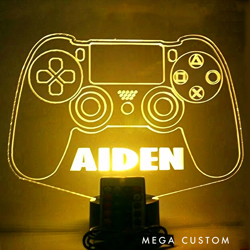 Personalized Gaming Room Night Light Up Table Lamp LED with Remote 7 Colors Perfect Gift for Son Boyfriend Husband for Birthday Holiday