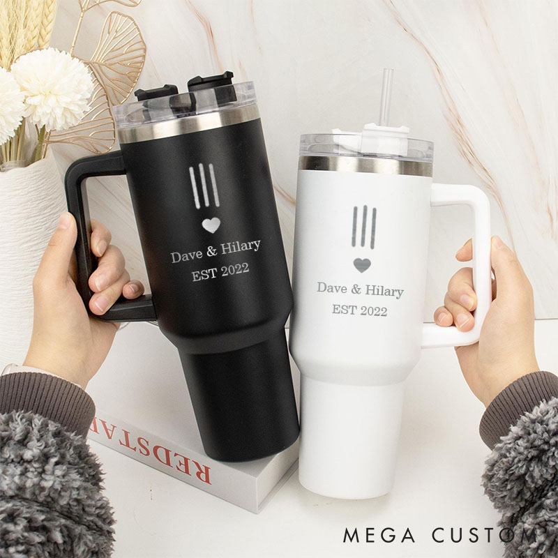 Personalized Couple Anniversary 40oz Tumbler Mr. and Mrs. Anniversary Travel Mug Husband and Wife Wedding Anniversary Water Bottle