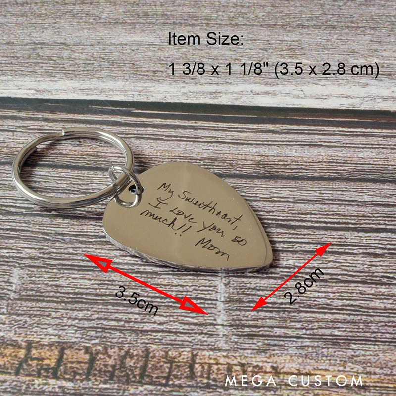 Personalized Signature Keychain Actual Handwriting Keychain Guitar Pick Keychain Custom Gifts for Father for Husband for Boyfriend for Son