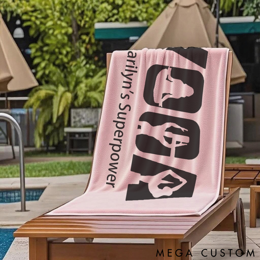 Personalized Yoga Superpower Towel with Unique Yoga Pose Design Perfect Gift for Yoga Lover
