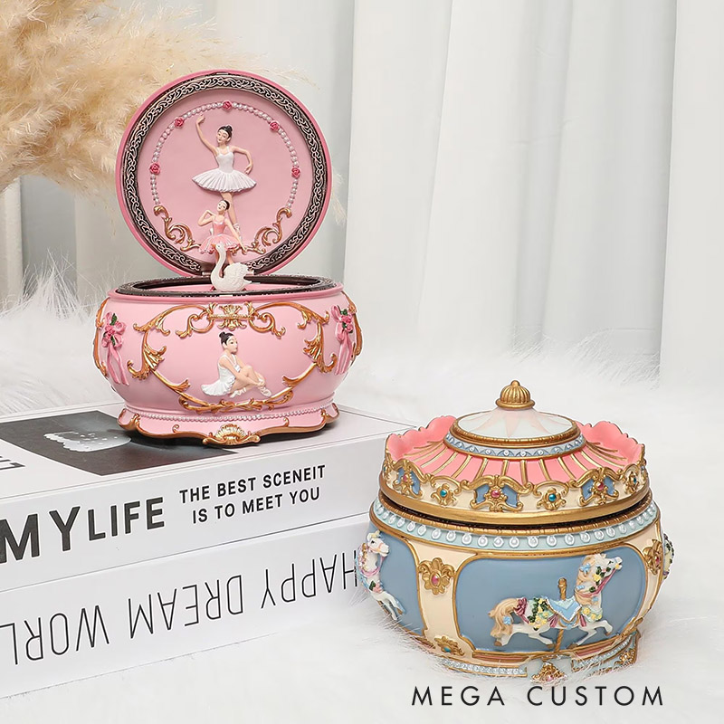 Personalized Carousel Ballerina Music Box Custom Engraved Name Musical Box Personalized Birthday Gift Christmas Gifts Keepsake Gifts